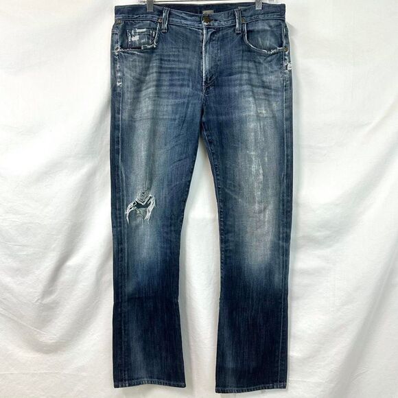 CITIZENS OF HUMANITY Distressed Bootcut Sid Jeans Blue Mens 36 2000s Y2K Grunge - Picture 1 of 8